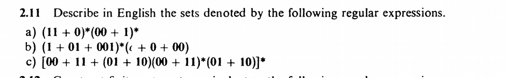 Solved 2.11 Describe in English the sets denoted by the | Chegg.com