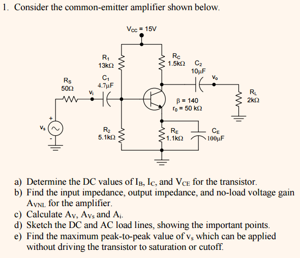 Solved Consider The Common-emitter Amplifier Shown Below. | Chegg.com