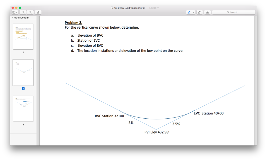 Solved For the vertical curve shown below, determine: a. | Chegg.com