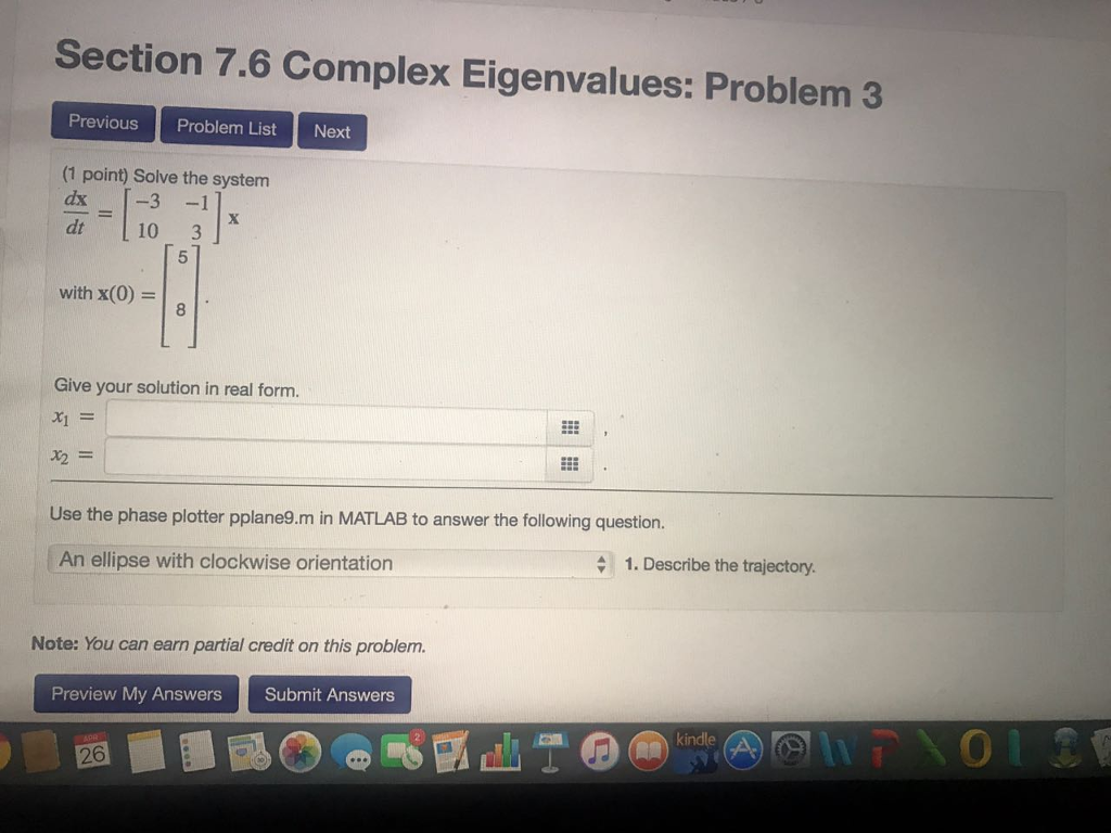 Solved solve the system dx dt 3 1 10 3 x with x 0 chegg