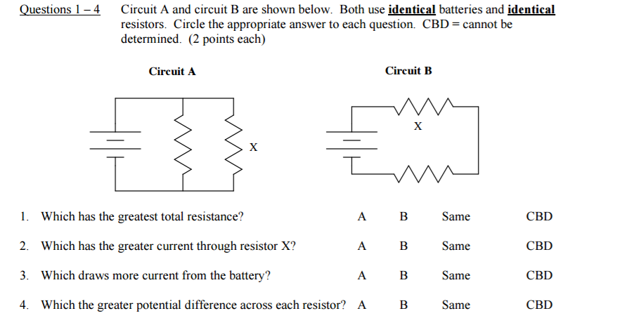 Solved Circuit A And Circuit B Are Shown Below. Both Use | Chegg.com