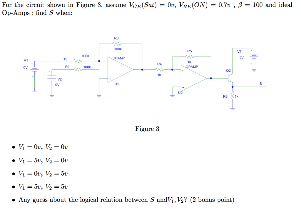 Solved For the circuit shown in Figure 3, assume VCE(Sat) = | Chegg.com