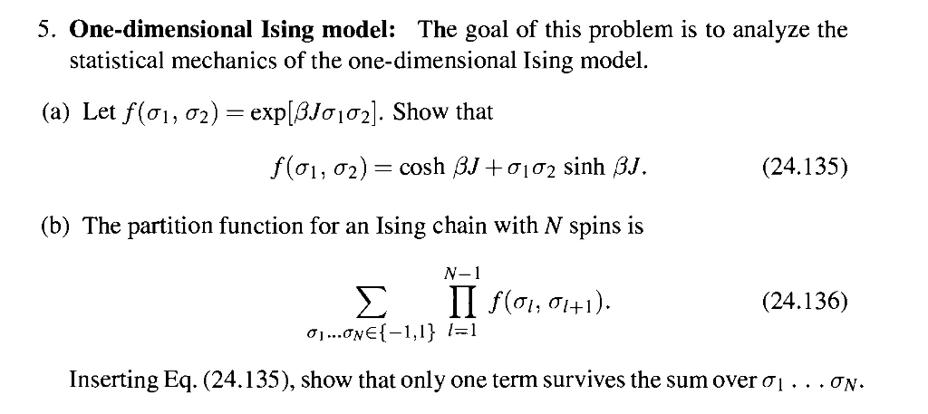 Solved 5. One-dimensional Ising Model:The Goal Of This | Chegg.com