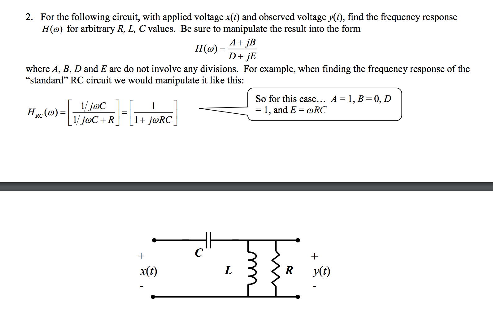 Solved 2. For the following circuit, with applied voltage | Chegg.com