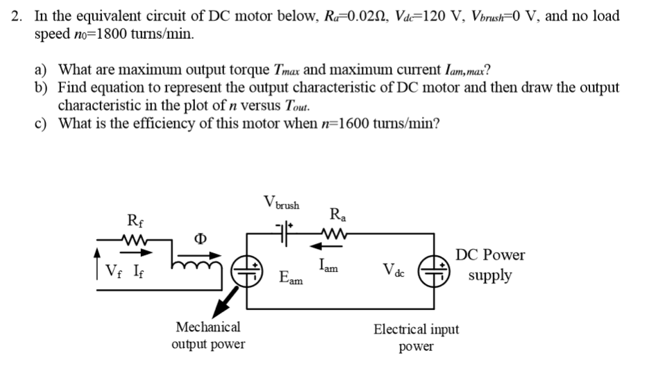 3. Considering the same eq circuit of DC motor as | Chegg.com