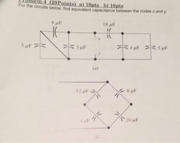 Solved For the circuits below, find equivalent capacitance | Chegg.com