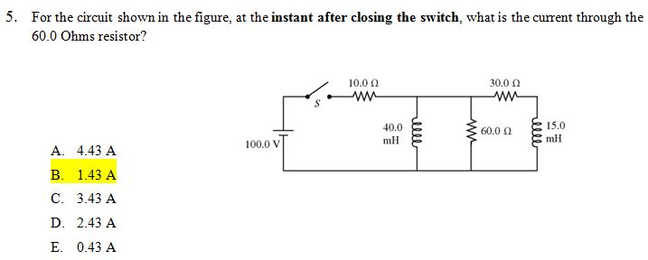 Solved LR Circuit Physics Question The Correct Answer Is | Chegg.com