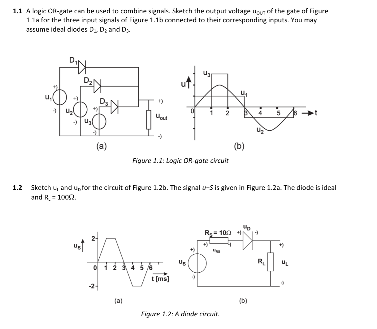 Solved 1.1 A logic OR-gate can be used to combine signals. | Chegg.com