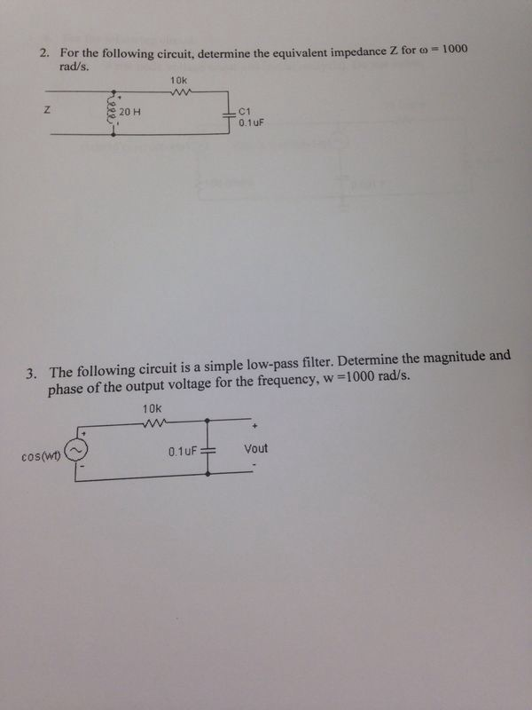 Solved 2. For The Following Circuit, Determine The | Chegg.com