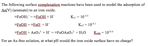 Solved The following surface complexation reactions have | Chegg.com