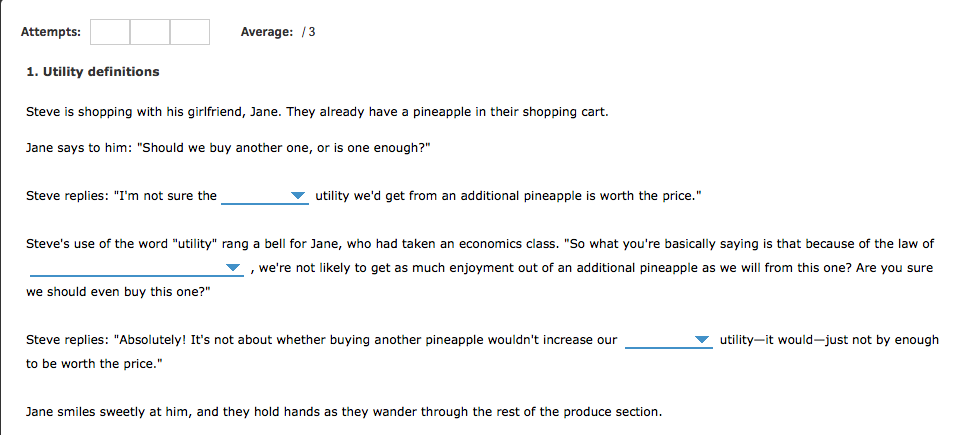 Solved Average:3 1. Utility definitions Steve is shopping | Chegg.com