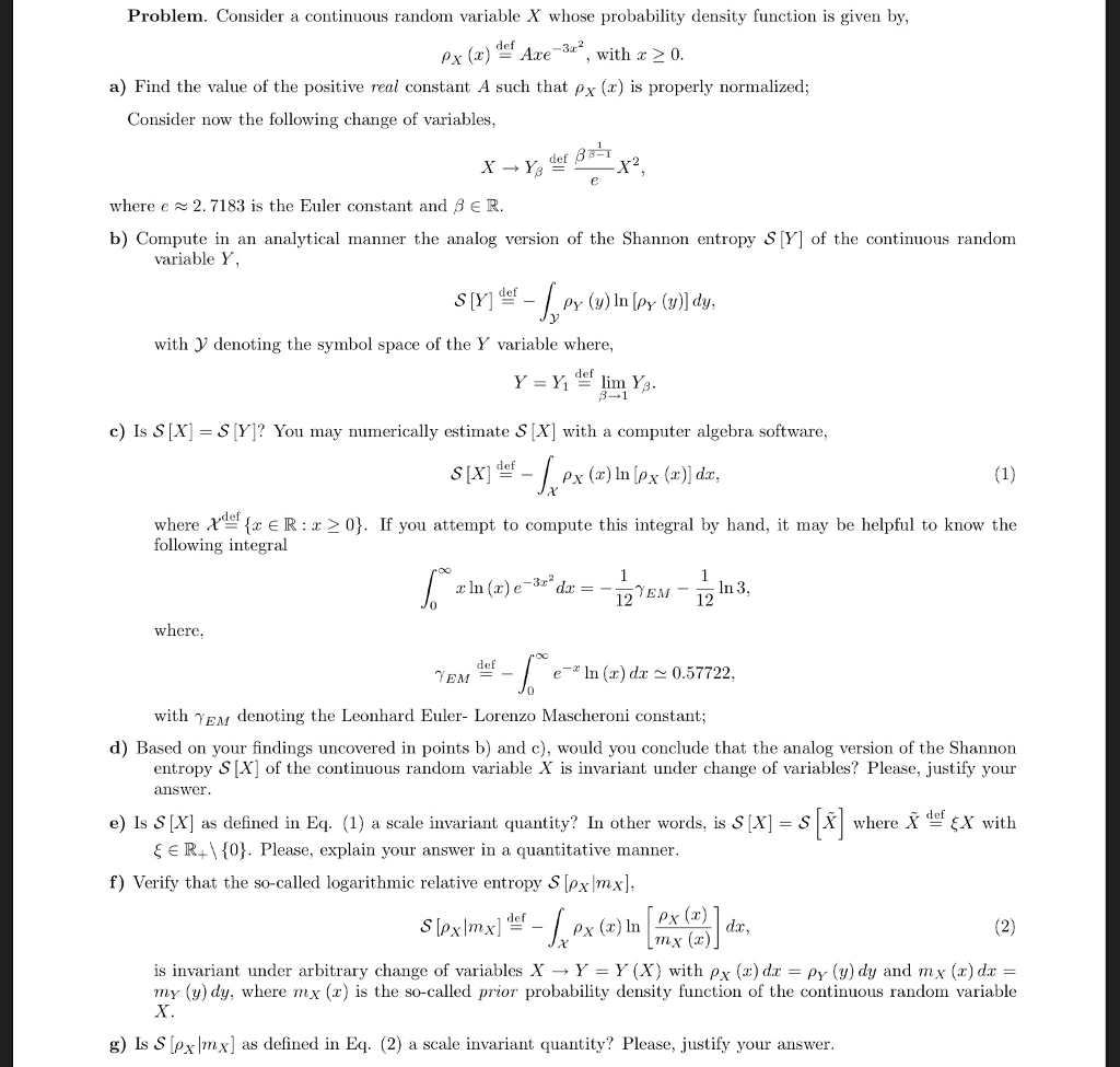 Consider a continuous random variable X whose | Chegg.com