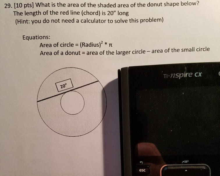 Solved 29. (10 pts] What is the area of the shaded area of