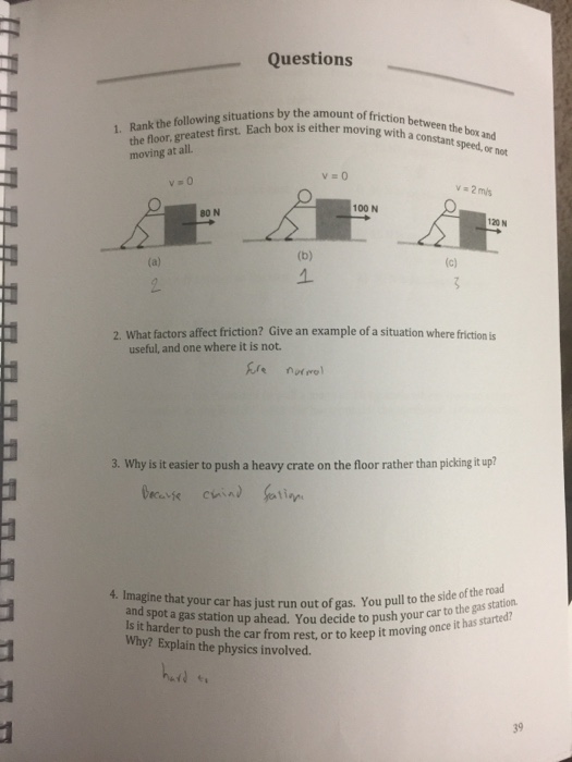 Solved Questions s by the amount of friction between the box