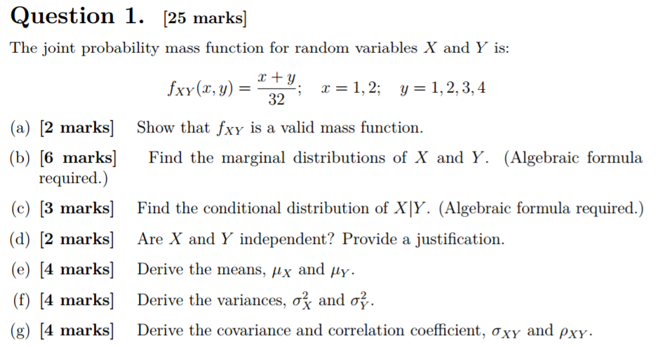 Solved The joint probability mass function for random | Chegg.com