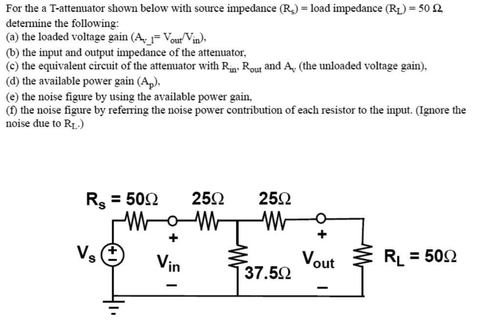 Solved For the a Tattenuator shown below with source