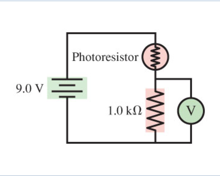 Solved A photoresistor, whose resistance decreases with | Chegg.com