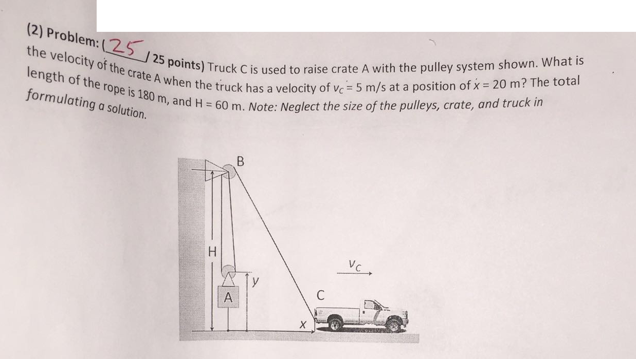 Solved Truck C is used to raise crate A with the pulley
