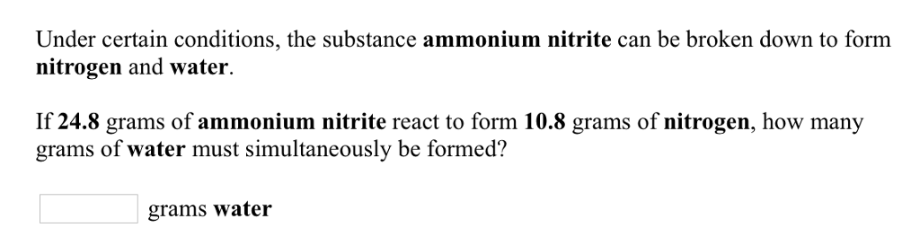 Solved Under Certain Conditions The Substance Ammonium Chegg