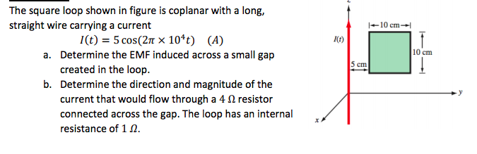 Solved The square loop shown in figure is coplanar with a | Chegg.com