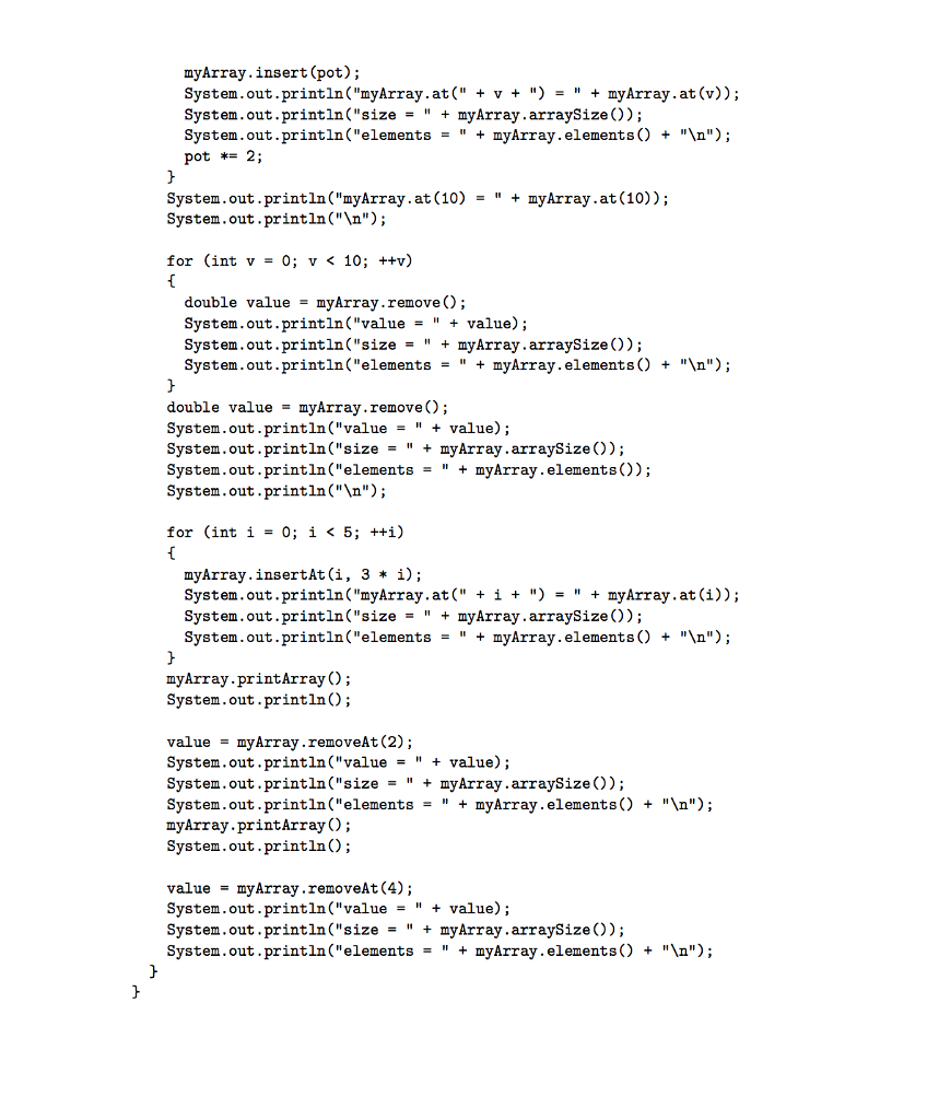 Solved Program Specification: An array that can grow and | Chegg.com