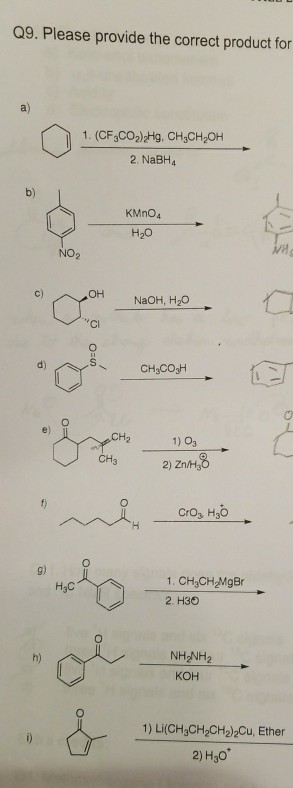 Solved Q9. Please provide the correct product for a) 2. | Chegg.com