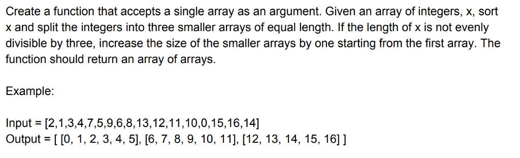 Solved Create a function that accepts a single array as an | Chegg.com