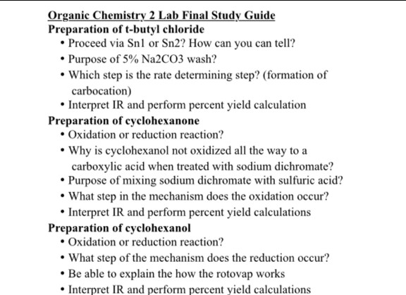 Solved This is part of my study guide for my Organic 2 lab | Chegg.com