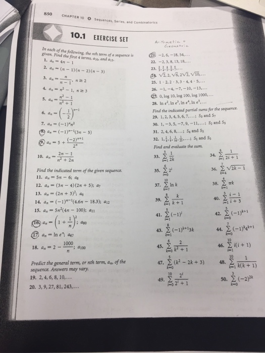 Solved 850 CHAPTER to o sequences, series, and cembinate | Chegg.com