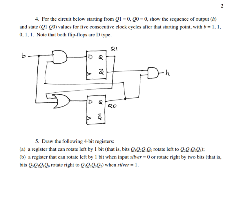 Solved For the circuit below starting from Q1 = 0, Q0 = 0, | Chegg.com