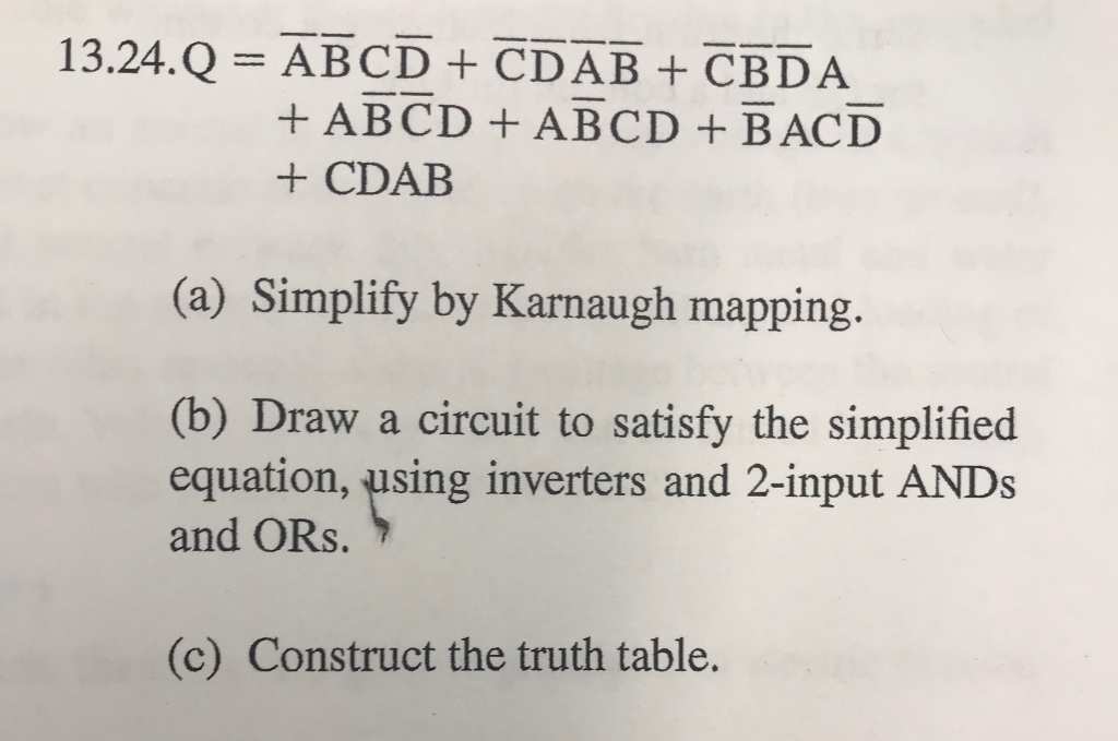 Solved 13.24·Q = ABCD + CDB + CBDA ABCD + BACD - + ABCD + | Chegg.com