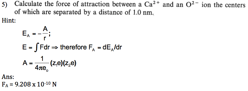 Force Of Attraction Formula Chemistry