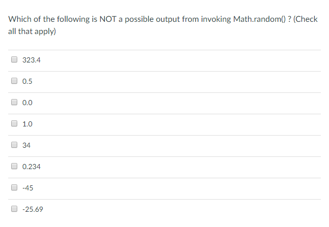 Solved Which of the following is NOT a possible output from | Chegg.com