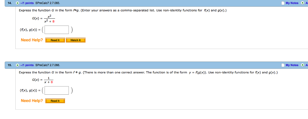 Solved 14 1 Points SPreCalc7 2 7 065 My Notes A Express Chegg