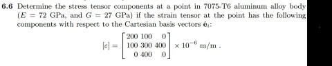 Solved Determine the stress tensor components at a point in | Chegg.com