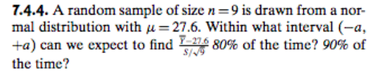 Solved 7.4.4. A random sample of size n =9 is drawn from a | Chegg.com