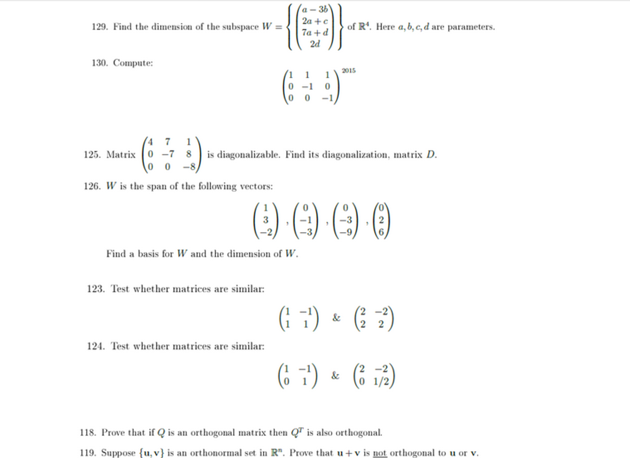Solved Find The Dimension Of The Subspace W a 3b 2a Chegg