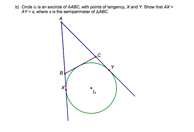 Solved b) Circle is an excircle of ABC, with points of | Chegg.com