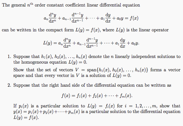 Solved The General Nth Order Constant Coefficient Linear 0696