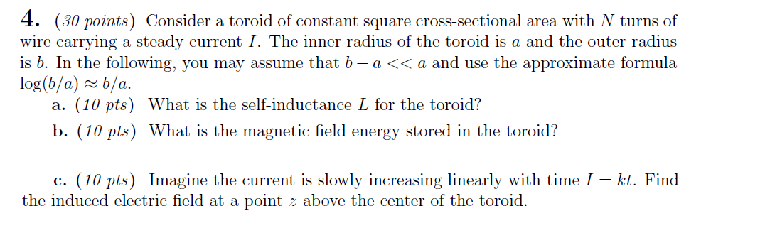 Solved Consider A Toroid Of Constant Square Cross Sectional