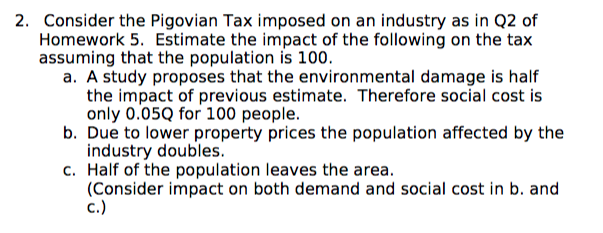 Solved 2. Consider The Pigovian Tax Imposed On An Industry | Chegg.com