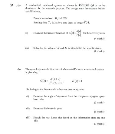 Solved 03 a A mechanical rotational system as shown in | Chegg.com