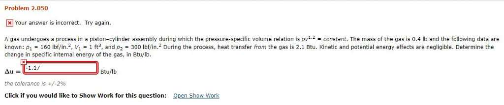 Solved Problem 2.050 Your answer is incorrect. Try again. A | Chegg.com