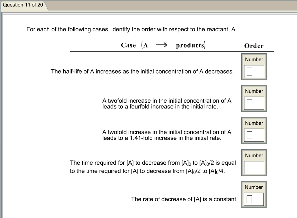 Solved For each of the following cases, identify the order