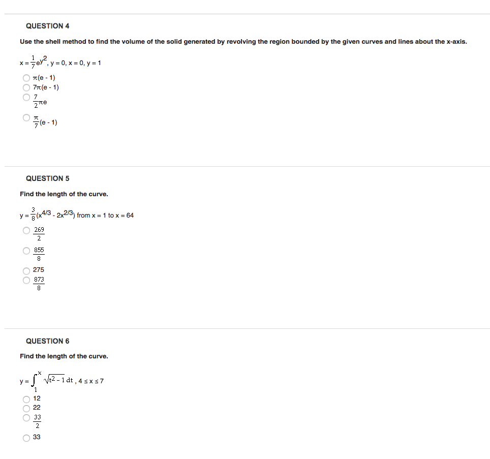 Solved QUESTION 1 Find the volume of the solid generated by | Chegg.com