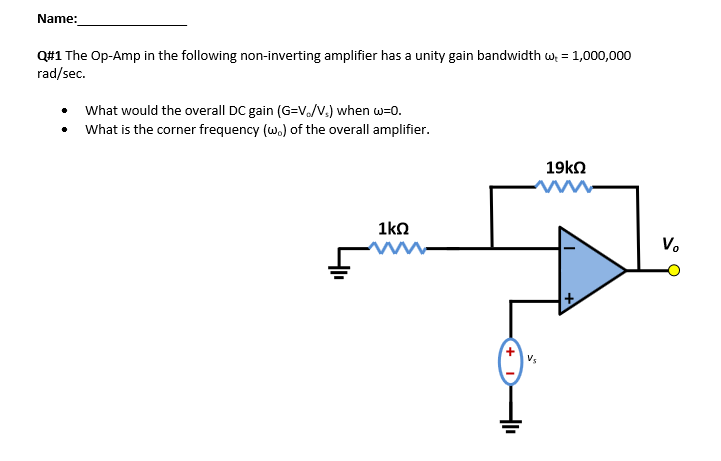 Solved The Op-Amp in the following non-inverting amplifier | Chegg.com