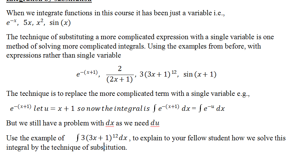 Solved When we integrate functions in this course it has | Chegg.com