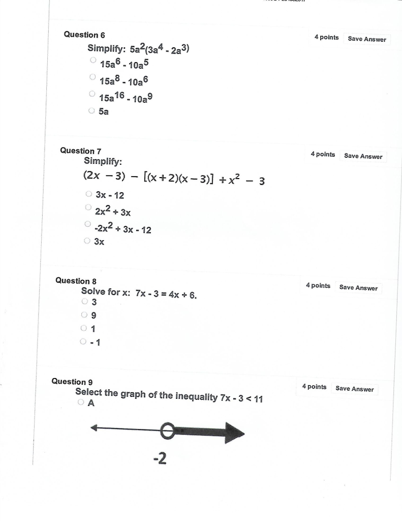Solved Simplify 5a 2 3a 4 2a 3 15a 6 10 A 5 15a 8 Chegg