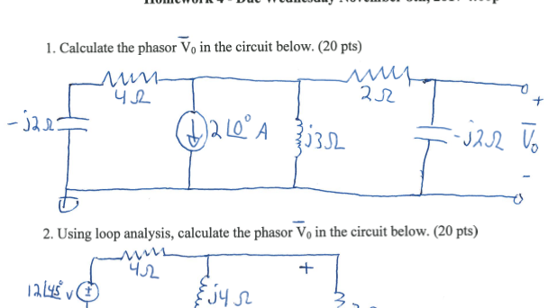 Solved 1. Calculate the phasor Vo in the circuit below. (20 | Chegg.com