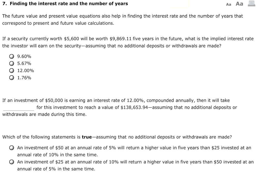 Solved 7. Finding the interest rate and the number of years | Chegg.com